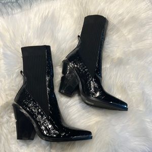 Izaelia Wang croc knit ankle booties